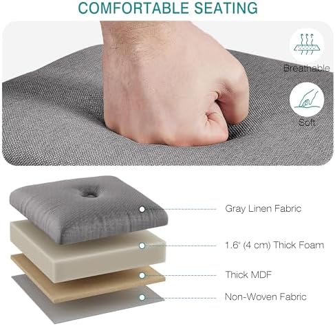 VECELO Foot Rest Under Desk at Work, Height Adjustable Rolling Foot Stool Set of 2 with Wheels, Cushioned Seat for Living Room, Bedroom, Home Office, Grey - Image 3