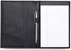 HISCOW Slim Leather Junior Padfolio, 5x8 Notepad Cover, Pebbled Black by HISCOW