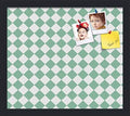 PinPix 16x14 inch Cork Bulletin Board. This Decorative Framed Pin Board Comes with Diamond Pattern in Green and White Design and Satin Black. Ideal for Home, Office Decor or School (PinPix-330) by PinPixBulletinBoards