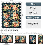 DUKINO 3x4 Rug, Non Slip Floral Washable Area Rug for Entryway, Navy Blue - Image 2