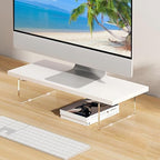 Anti-slip Monitor Stand Riser 2.16/3.34 Inch 2 Height Adjustments Clear Acrylic Stand with Clear Anti-slip Mat, Desk Accessories Screen/PC/Printer/Laptop/Mirror Riser 7.8 x 15.7 Inch (White) by Unknown