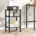 3-Tier Printer Stand with Storage, Mobile Printer Cart with Rolling Casters and Adjustable Feet, Under Desk Storage Shelf for Home Office, Small Printers,Black, 15.7" x 11.8" x 25.9" - Image 3