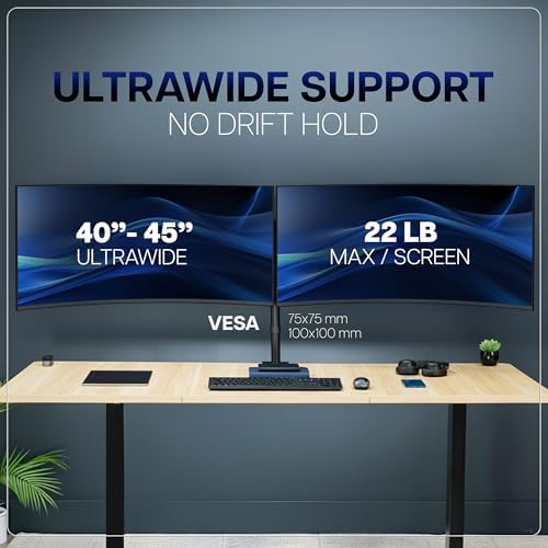 VIVO Premium Dual Ultra Wide LCD LED 40 to 45 inch Monitor Desk Mount, Heavy Duty, Adjustable Telescoping Arms, Flush Wall Setup, Fits 2 Screens, Black, STAND-TS45C - Image 6