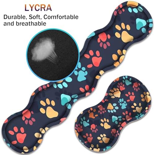 Large XXL Gaming Desk Mat 31.5"x 11.8", Ergonomic Keyboard Wrist Rest & Mouse Pad Wrist Rest + Coaster Set, Non-Slip Base, Memory Foam, Office and Home, Color Dog Paw Prints - Image 2