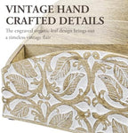 MyGift 3 Tier Rustic Solid Mango Wood Desk Mail Holder and Stationery Sorter with Hand Carved Leaf Pattern, Decorative Office Desktop Document Storage Organizer - Handcrafted in India - Image 2