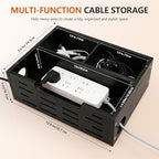 Wooden Cable Management Box - A Stylish Cable Storage Box, Suitable for Power sockets, USB Hiding, TV Cables, Desktop and Floor Cables - a Large Cable Storage Box for Management - Image 4