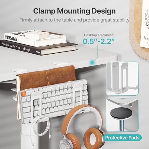 PEGZONE Laptop Stand Vertical, 2-Slot Under Desk Laptop Holder, White - Image 5