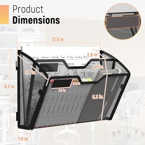 Docnest 3 Pack 2 Tier Dual-Mount Magnetic Mesh File Holders, Wall Organizer - Image 2