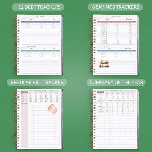 GoGirl Budget Planner & Monthly Bill Organizer with Pockets, Dark Green - Image 5