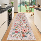 DUKINO 2.6x10 Runner Rug for Hallway, Washable Kitchen Rugs Non Slip, Beige by DUKINO