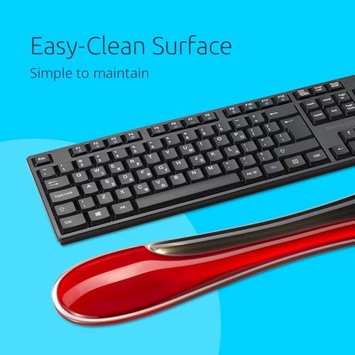 Kensington Slim Duo Gel Wrist Rest for Low Profile Keyboard, Wrist Pad for Keyboard, Ergonomic Wrist Pad for Office, Non-Skid Computer Pad with Wrist Support, Red K62442WW, 19" x 3.7"x 0.7” - Image 4
