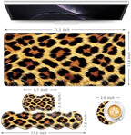 Keyboard Mouse Pad Set, Extended Gaming Mouse Pad+Ergonomics Keyboard Wrist Rest Support, Memory Foam, Easy Typing Pain Relief, 4Pcs XL Ultra Thick Desk Mat,Leopard Print Animal Skin - Image 6