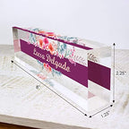 Artblox Office Desk Name Plate Personalized | Custom Name Plates for Desks | Wild Flowers Design On Clear Acrylic Glass | Office Desk Decor - (8" x 2.5") - Image 3