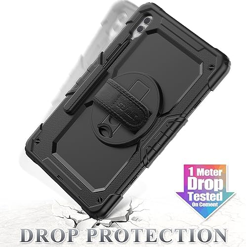 SEYMAC stock Case for Samsung Galaxy Tab S10+ Plus/ S9 FE+ Plus/ S9+ Plus 5G Tablet Case 12.4'' Protective with Screen Protector, Pen Holder, 360 Rotate Stand, Hand Strap, Shoulder Strap, Black1 - Image 6