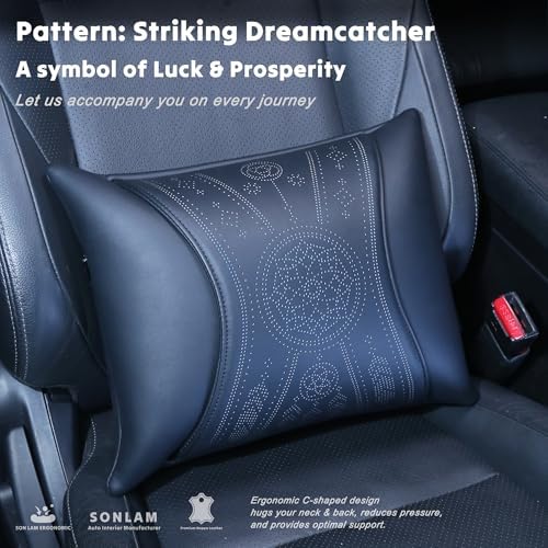 Neck & Back Support Pillow Set for Car & Office Chair - Prosperity & Luck Dreamcatcher - Orthopedic Lumbar & Cervical Pillow for Pain Relief &Posture Correction (Neck & Back Pillows (Black)) - Image 3