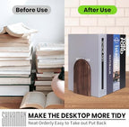 Book Ends,4 Pack Medium Bookends Wood Book Ends Universal Economy Bookend (4, Medium) - Image 5