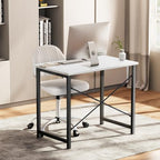 OLIXIS 47 Inch Computer Office Desk for Small Spaces, Writing Gaming Work Desk Modern Study Table with Metal Frame Home Bedroom, White - Image 4