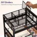 SWTYMIKI Art Cart with Drawers, Rolling Craft Cart with DIY Dividers & Wood Shelf - Mobile Art Supply Organizer for Artists, Students & Small Space, Heavy-Duty Metal, Lockable Wheels Espresso - Image 6