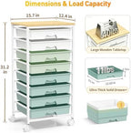 SUNALLY Rolling Cart With 8 Drawers,Storage Drawer Cart for Craft Art,Green - Image 2