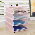 Natwind 4-Tier Stackable Metal Mesh Desk Paper Tray Organizer,Pink by Natwind