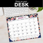Desk PAD: 22" x 17" Large Print Desk Pad Calendar, APR 2026 - DEC 2027, 21 Months, (Small Navy Floral) - Image 5