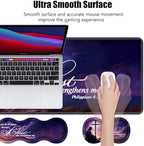 4 in 1 Ergonomic Memory Foam Mouse Pad Wrist Rest Set, Large XXL Gaming Desk Pad + Keyboard Wrist Rest + Mouse Wrist Cushion + Coaster for Home Office Study Gaming, Bible Verse Philippians 4:13 - Image 3
