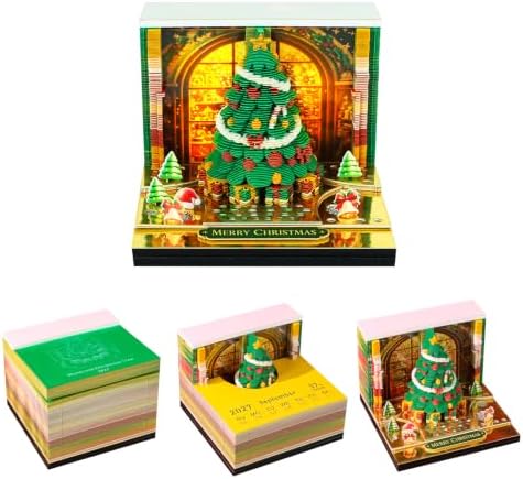 3D Calendar 2027, Tear-Away Desk Calendar, Paper Art Memo Pad, LED Light (Christmas B) by Unknown