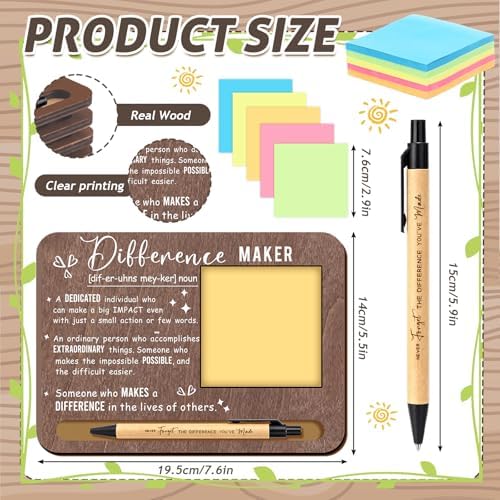 Kosiz 10 Set Wooden Sticky Note Holder Kit, Difference, Brown - Image 2