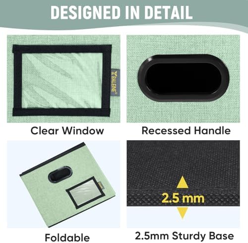 BALEINE File Organizer Box with Lid, Collapsible File Folder Organizer with Plastic Slide, Filing Box for Office Home Document Organizer Storage (Green, 2PK) - Image 6