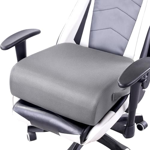 MABOZOO Extra Thick Chair Cushions,Office Chair Booster Seat Cushion to Raise Seat Height for Pain Relief,18 x 16 x 6 inch Non Slip Memory Foam Thick Cushion with Carry Handle（Grey） by MABOZOO