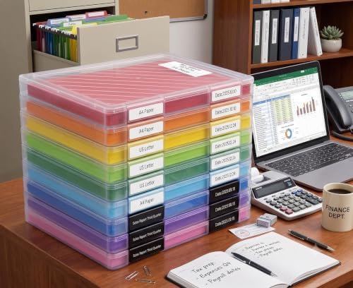 9 Packs A4 Paper Storage Boxes, Plastic Portable Project Case for A4 Size and A4 paper, Plastic Multi-Purpose Thick Scrapbook Storage Box for Office - Image 4