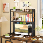 Desk Hutch, 37" Desktop Bookshelf with Pegboard, Countertop Storage Hutch for Computer Monitor, 2-Tier Desk Display Rack, Desktop Organizer Shelf for Dorm Home Office, Rustic Brown - Image 7