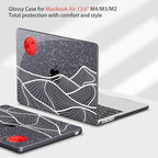 Teryeefi for M3 M2 M4 MacBook Air 13 inch Case 2025 2024 2023 2022 Release A3240 A3113 A2681 Model,Hard Shell Case for MacBook Air 13.6 inch + Keyboard Cover + Type C Adapter, Abstract Mountain-100 - Image 4
