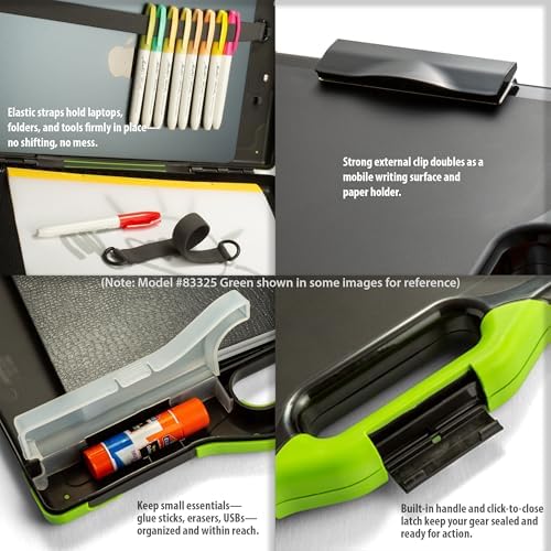 Officemate Carry-All Clipboard Storage Box, 15.75 x 13-Inches, Legal Size Document Organizer with Enclosed Storage Compartment, Reinforced Corners, Black/Gray - Image 4
