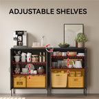 COFaR Black Metal Storage Cabinet, 40” Industrial Kitchen Organizer & Buffet Sideboard, 3-Tier Steel Cabinet with Adjustable Shelves, Magnetic Doors for Coffee Bar, Office, Dining Room - Image 5