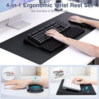 Ospelelf Keyboard Wrist Rest Stand Pad and Ergonomic Mouse Pad Set with Large Mousepad, Memory Foam Comfort, Premium Office Desk Accessories for Pain Relief, Black - Image 2