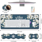 Ergonomic Keyboard Wrist Rest & Mouse Pad Wrist Rest Set, She Believed She Could So She Did Inspirational Quote Large XXL Gaming Desk Mat 31.5"x 11.8" with Non-Slip Base for Home Office Study Gaming - Image 2