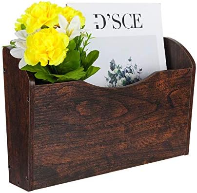 PAG-Mass Wall File Holder Wall Mounted Wood Hanging File Organizer for Office, 2 Pockets, Brown - Image 2