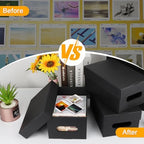 10PCS Photo Storage Box for 4"x6" Photos,10.83“ x 6.89“ x 4.7“ Picture Box Store and Protect Pictures,Documents Black - Image 3