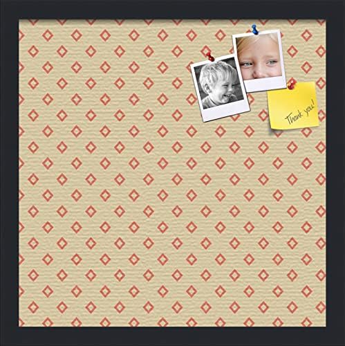 PinPix 16x16 inch Cork Bulletin Board. This Decorative Framed Pin Board Comes with Diamonds in Red and Yellow Design and Satin Black. Ideal for Home, Office Decor or School (PinPix-333) by PinPixBulletinBoards