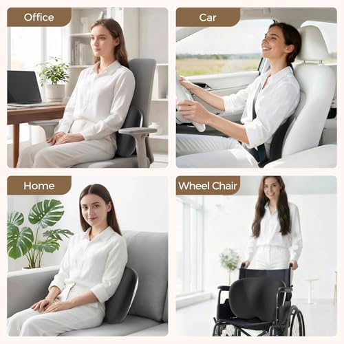 BEBAS Ergonomic Memory Foam Lumbar Support Pillow for Car, BlackGray - Image 7