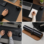Waterproof Desk Mat, Carbon Fiber, Black, PVC+Cork, 120x60cm - Image 2