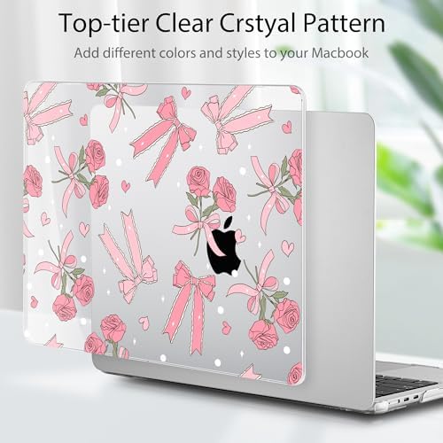 Tuiklol for 2026 2025 2024 2023 MacBook Air 15 inch Case Model M5 A3448 M4 A3241 M3 A3114 M2 A2941 Hard Shell Case for MacBook 15.3'' Cover, Bow & Rose - Image 3