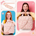 Zipper Binder Folder Keeper with Strap 2", 3 Ring, Pink, Bow - Image 6