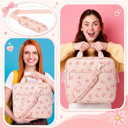 Zipper Binder Folder Keeper with Strap 2", 3 Ring, Pink, Bow - Image 6