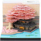 3D Memo Pad Tree Model Colorful 3D Sticky Notes Paper Notes,3D Art Notepad with Pen Holder LED(Pink Marriage Tree) by SIWEME