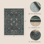 JTJ Blue Green Forest Office Chair Mat for Hardwood Floors, 36" x 48" - Image 2