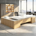 Executive Desk, L Shaped Executive Office Desk with Locking Drawer & File Cabinet, 1'' Thick Desktop, Large Office Desk with Storage, Modern Executive Computer Workstation for Home Office & Business by Unknown