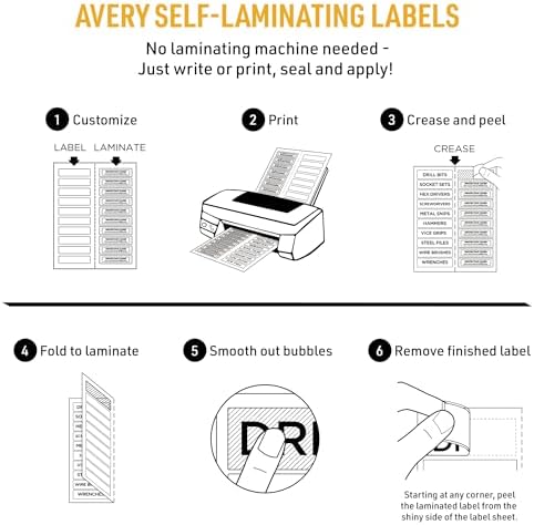 Avery 00757 Easy Align Self-Laminating ID Labels, Laser/Inkjet, 1 1/32 x 3 1/2, White (Pack of 250) - Image 4