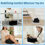 3 Adjustable Heights Foot Rest for Under Desk at Work, Comfortable Footrest with Warm Plush Feet Pocket, Washable Cover, Foot Stools for Office, Chair and Gaming - Leg Pain Relief (Black) - Image 7